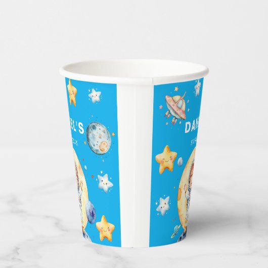 Astronaut Space-Theme Custom Birthday Party Papieren Bekers (Rechts)