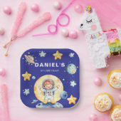 Astronaut Space-Theme Custom Birthday Party Papieren Bordje (Feest)