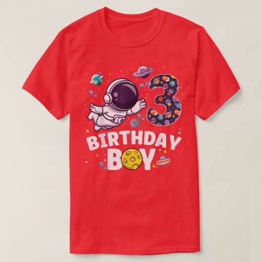 Astronaut Space Theme Partij 3 jaar oude verjaarda T-shirt (Design voorkant)