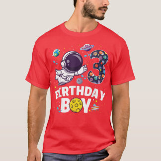 Astronaut Space Theme Partij 3 jaar oude verjaarda T-shirt