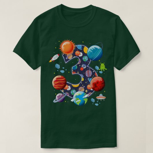 Astronaut Space Theme Partij 3 jaar oude verjaarda T-shirt (Design voorkant)