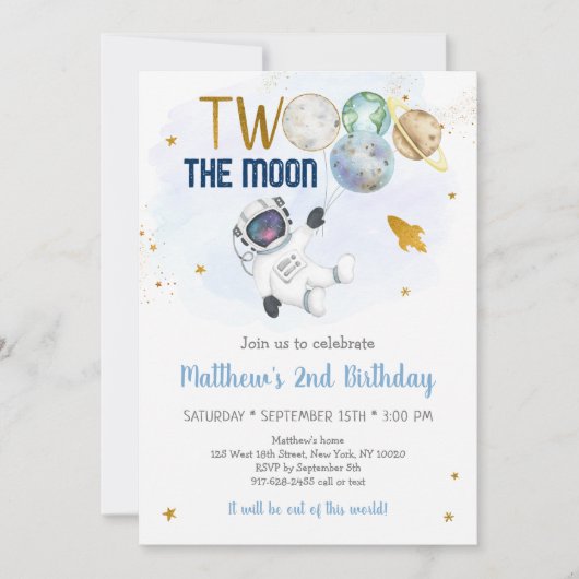 Astronaut Space Two The Moon Birthday Kaart (Voorkant)