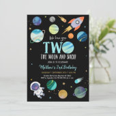 Astronaut Space Two The Moon Birthday Kaart (Staand voorkant)
