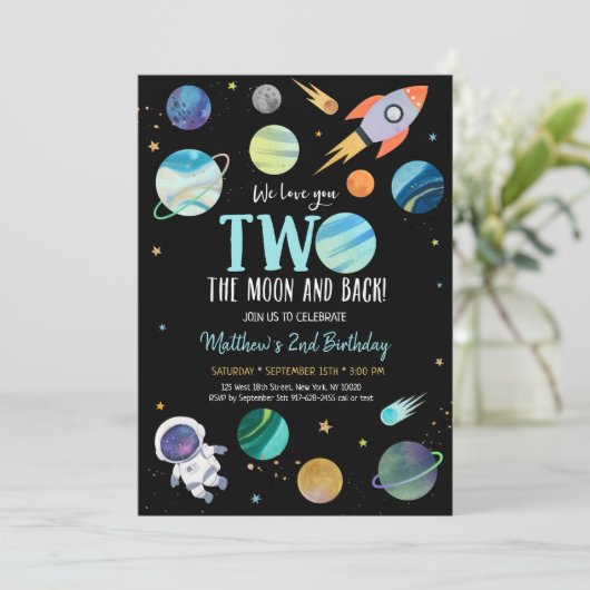 Astronaut Space Two The Moon Birthday Kaart (Staand voorkant)