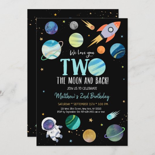 Astronaut Space Two The Moon Birthday Kaart (Voorkant / Achterkant)