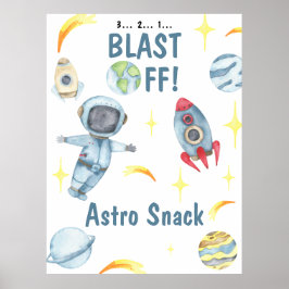 Astronaut Space Verjaardag Astro Snack Poster