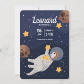 Astronaut Space Verjaardag Uitnodiging, Buitenruim Kaart (Voorkant)