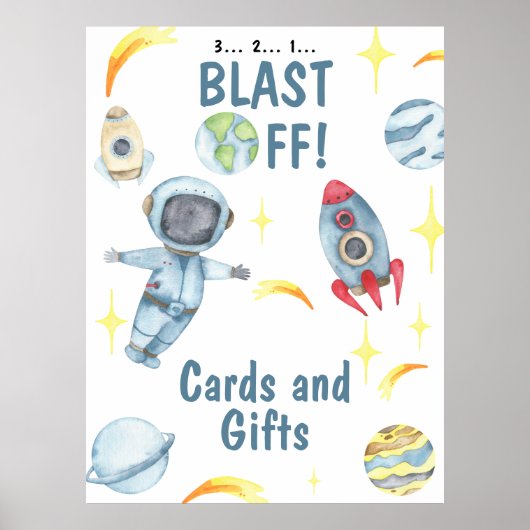 Astronaut Space Verjaardagsfeest Kaarten en gesche Poster (Voorkant)