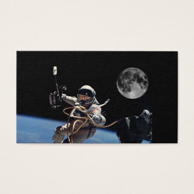 Astronaut Space Walk Moon Visitekaartje (Voorkant)