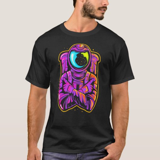 Astronaut Spaceman Moon Mars Planets T-shirt (Voorkant)