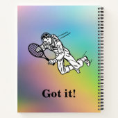 Astronaut Spaceman Tennis Player met tekst Notitieboek (Achterkant)
