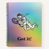 Astronaut Spaceman Tennis Player met tekst Notitieboek (Voorkant)