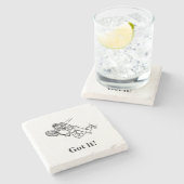 Astronaut Spaceman Tennis Player met tekst Stenen Onderzetter (Zijkant)