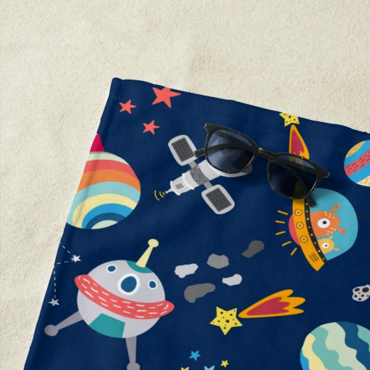 Astronaut Spaceships Buitenruimte Aangepaste Kinde Strandlaken (In situ)