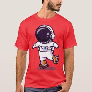 Astronaut Speel Roller Schaatsen Cartoon T-shirt