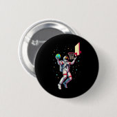 Astronaut speelt basketbalplaneten in de ruimte _ ronde button 5,7 cm (Voorkant /achterkant)