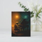 Astronaut speelt piano in Split Reality - Surreali Briefkaart (Staand voorkant)