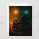 Astronaut speelt piano in Split Reality - Surreali Briefkaart (Voorkant / Achterkant)