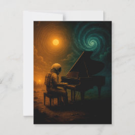 Astronaut speelt piano in Split Reality - Surreali Briefkaart