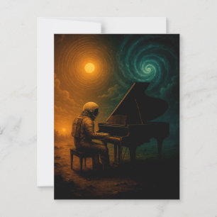 Astronaut speelt piano in Split Reality - Surreali Briefkaart