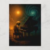 Astronaut speelt piano in Split Reality - Surreali Briefkaart (Voorkant)