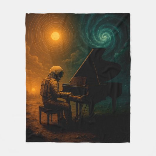 Astronaut speelt piano in Split Reality - Surreali Fleece Deken (Voorkant)