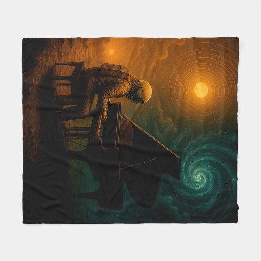 Astronaut speelt piano in Split Reality - Surreali Fleece Deken (Voorkant (Horizontaal))