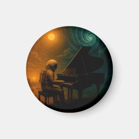 Astronaut speelt piano in Split Reality - Surreali Magneet (Voorkant)