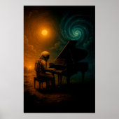 Astronaut speelt piano in Split Reality - Surreali Poster (Voorkant)