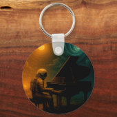 Astronaut speelt piano in Split Reality - Surreali Sleutelhanger (Voorkant)