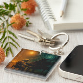 Astronaut speelt piano in Split Reality - Surreali Sleutelhanger (Voorkant Rechts)