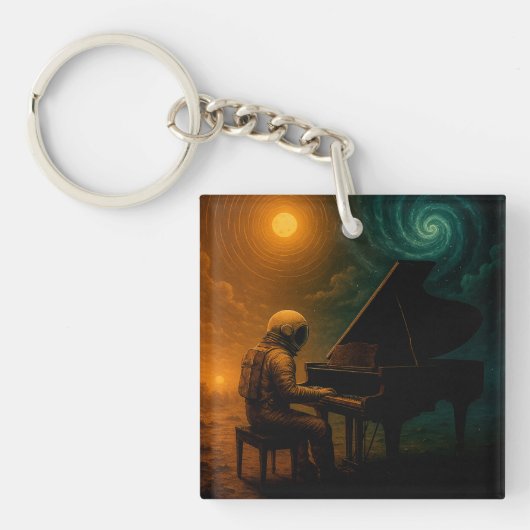 Astronaut speelt piano in Split Reality - Surreali Sleutelhanger (voorkant)