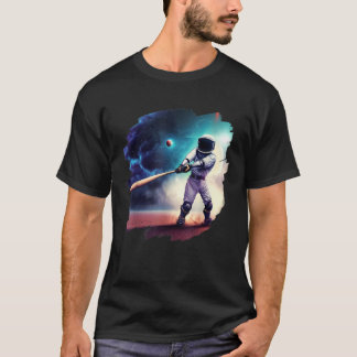 Astronaut spelen honkbal grappige astronaut buiten t-shirt