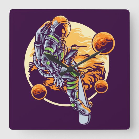 Astronaut Square Wall klok (Voorkant)