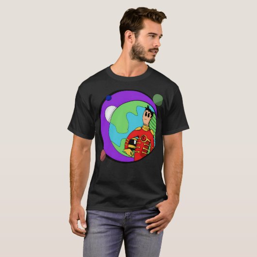 Astronaut staart naar oneindigheid t-shirt (Voorkant volledig)
