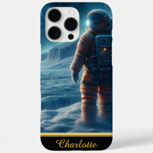 Astronaut staat op een met vorst bedekt oppervlak iPhone 16 pro max hoesje