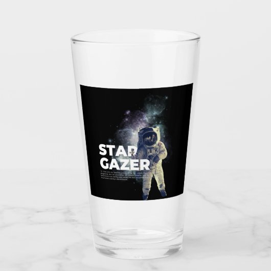 Astronaut Star Gazer Glass Cup Glas (Voorkant)