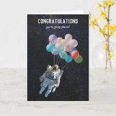 Astronaut Stars & Space Balloons Gefeliciteerd Kaart (Gele Bloem)