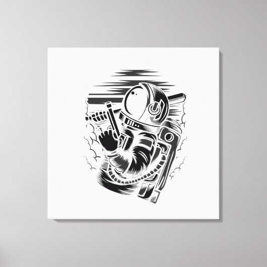 Astronaut Status op Gespannen Canvas Print (Voorkant)