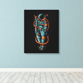 Astronaut Status op Gespannen Canvasprint Canvas Afdruk (Insitu (Houten vloer))