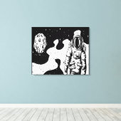 Astronaut Status op Gespannen Canvasprint Canvas Afdruk (Insitu (Houten vloer))