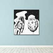 Astronaut Status op Gespannen Canvasprint Canvas Afdruk (Insitu (Houten vloer))