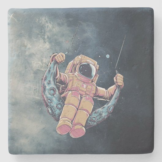 Astronaut Stenen Onderzetter (Voorkant)
