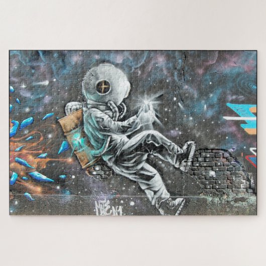 Astronaut Straatkunst Muurschildering Puzzel (Horizontaal)