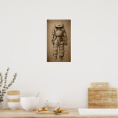Astronaut suit, sketche Leonardo da Vinci stijl Poster (Keuken)