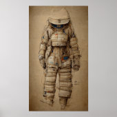 Astronaut suit, sketche Leonardo da Vinci stijl Poster (Voorkant)