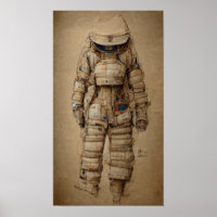 Astronaut suit, sketche Leonardo da Vinci stijl