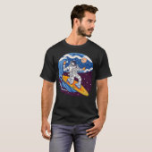 Astronaut surfen in de ruimte t-shirt (Voorkant volledig)