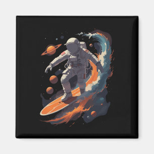 Astronaut Surfer Shirt Buitenruimte Melkweg Surfen Magneet