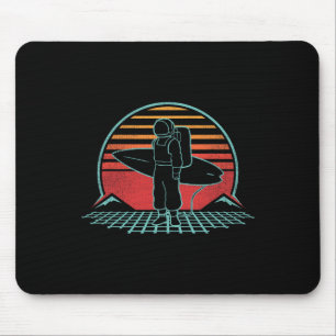 Astronaut Surfer Strand Zonsondergang Retro Vintag Muismat